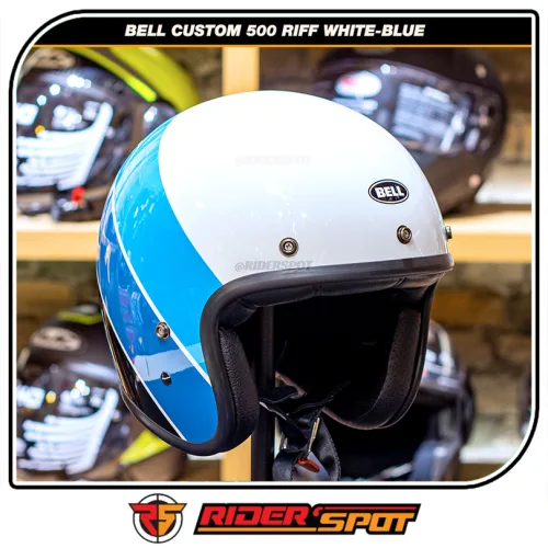 BELL Custom 500 Riff White Blue Helmet