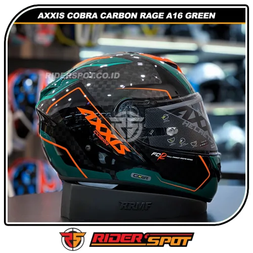 AXXIS Cobra Carbon Rage A16 Green Helmet