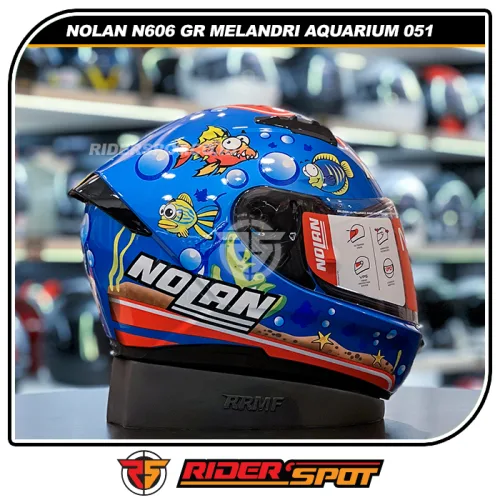 nolan aquarium helmet NOLAN N60-6 GR M. Melandri Aquarium Metal Sapphire Blue 051 Helmet –  Riderspot