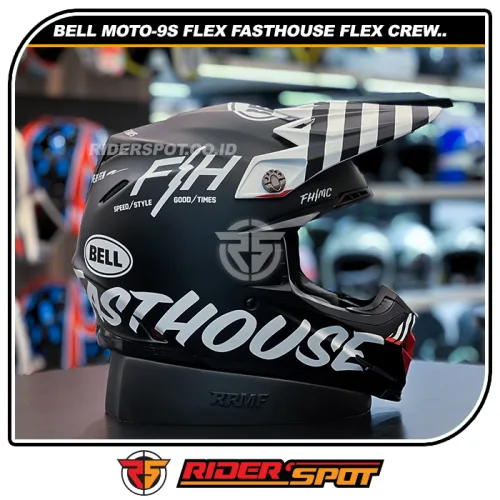 BELL Moto-9S Flex Fasthouse Crew Matte Black/White Helmet