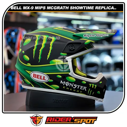 BELL MX-9 MIPS Mcgrath Showtime Replica Matte Black Green Helmet
