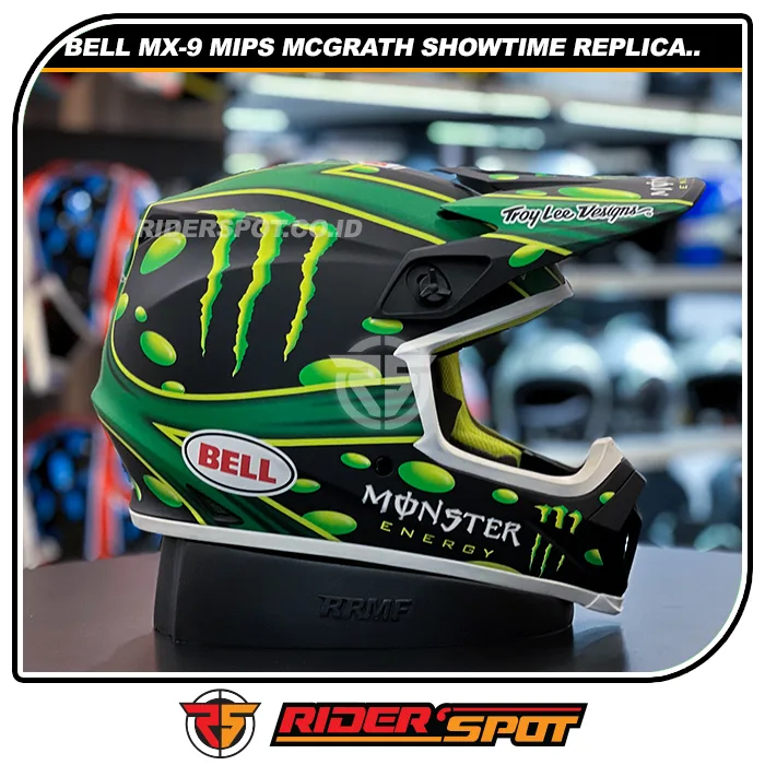 BELL MX-9 Mips Mcgrath Showtime Replica Matte Black Green Helmet