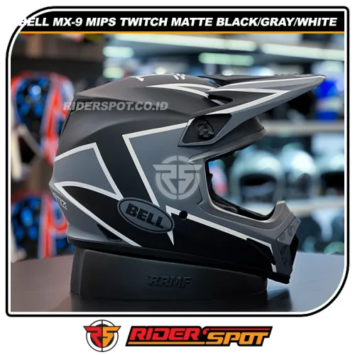 BELL MX-9 Mips Twitch Matte Black Gray White Helmet
