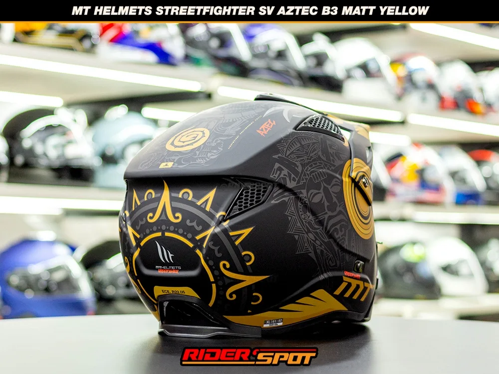 MT HELMETS Streetfighter SV Aztec B3 Matt Yellow Helmet  Riderspot