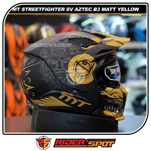 MT HELMETS Streetfighter SV Aztec B3 Matt Yellow Helmets