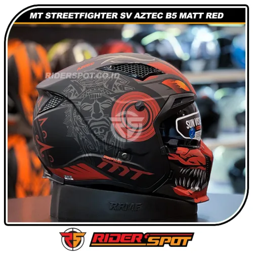 MT HELMETS Streetfighter SV Aztec B5 Matt Red Helmets