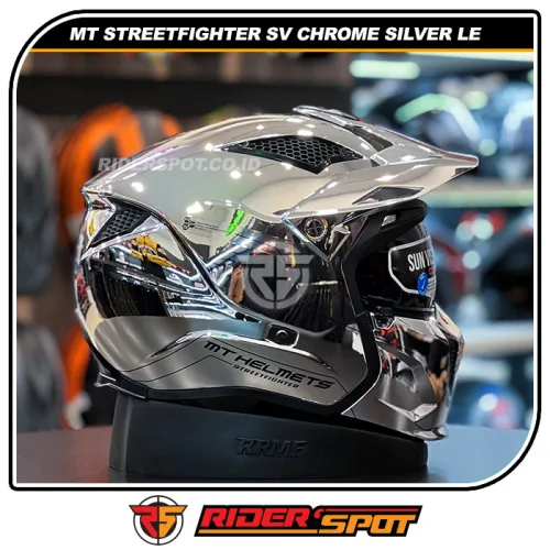 MT HELMETS Streetfighter SV Chrome Silver Helmets
