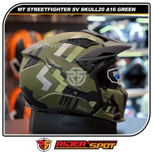 MT Helmets Streetfighter SV SKULL20 A16 Matt Green Crossover