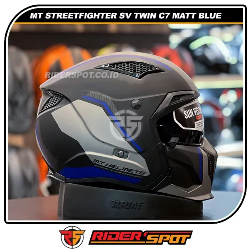 MT HELMETS Streetfighter SV Twin C7 Matt Blue Helmets
