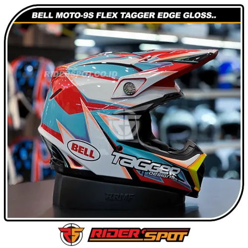 BELL Moto-9S Flex Tagger Edge Gloss White/Aqua Helmet