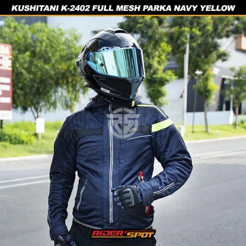 Kushitani Jacket K-2402 Full Mesh Parka Navy Yellow – Riderspot