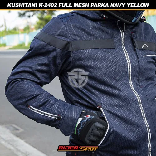 Kushitani Jacket K-2402 Full Mesh Parka Navy Yellow – Riderspot