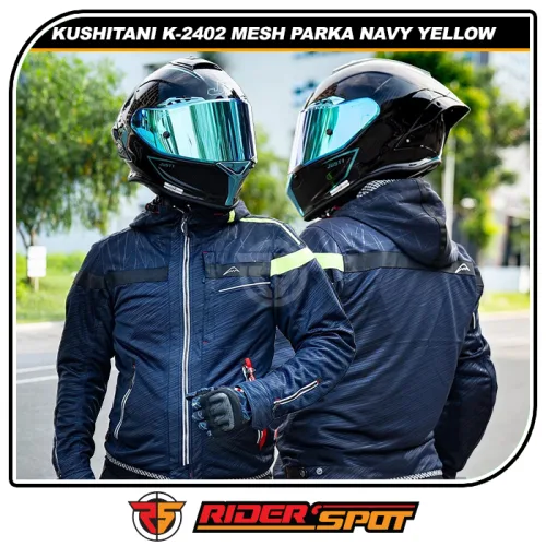 Kushitani Jacket K-2402 Full Mesh Parka Navy Yellow – Riderspot