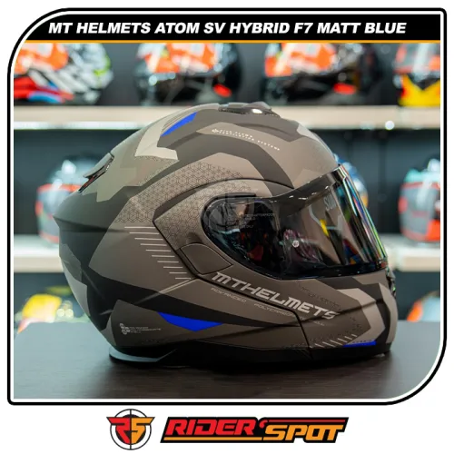 MT Helmets Atom SV Hybrid F7 Matt Blue Helmet