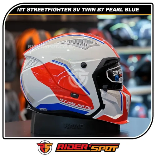 MT HELMETS Streetfighter SV Twin B7 Pearl Blue Helmets