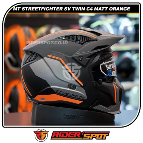 MT HELMETS Streetfighter SV Twin C4 Matt Orange Helmets