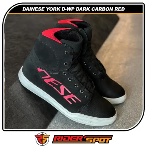 DAINESE York D-WP Dark Carbon Red Shoes