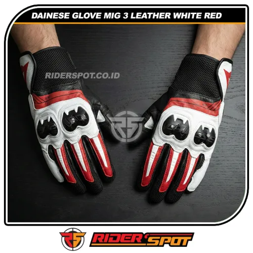 DAINESE GLOVE MIG 3 Leather White Red