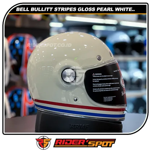 BELL Bullitt Stripes Gloss Pearl White/Oxblood/Blue Helmet