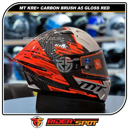 MT HELMETS KRE+ Carbon Brush A5 Gloss Red