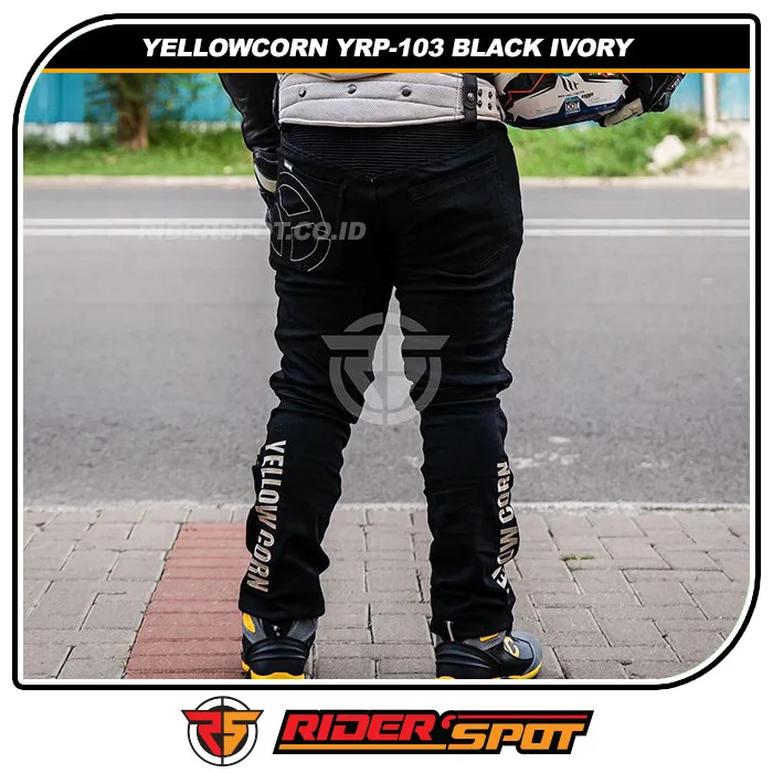 YELLOWCORN Riding Pants YRP-103 Protective Stretch Black Ivory