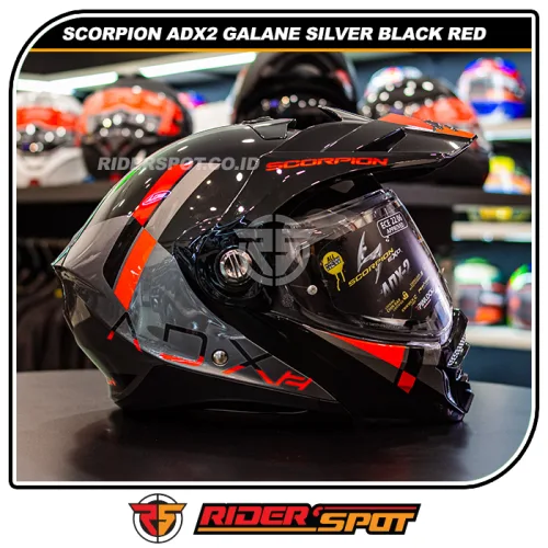 SCORPION ADX-2 Galane Silver Black Red Helmet