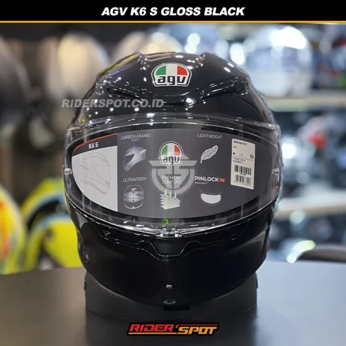 AGV K6S Gloss Black Helmet - Asian Fit – Riderspot