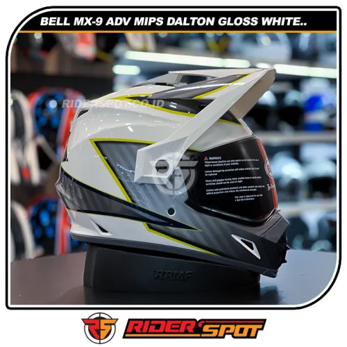 BELL MX-9 Adventure Mips Dalton Gloss White Hi-Viz Yellow Helmet