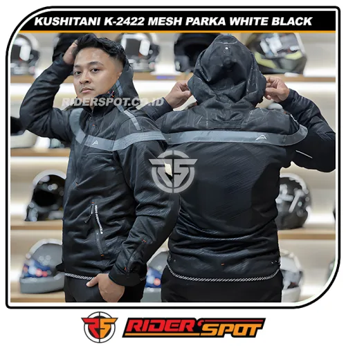 KUSHITANI Jacket K-2422 Full Mesh Parka White Black