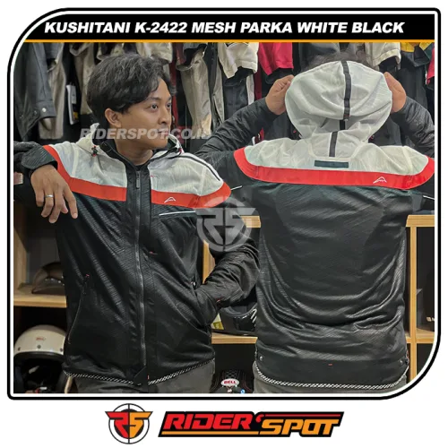 KUSHITANI Jacket K-2422 Full Mesh Parka White Black