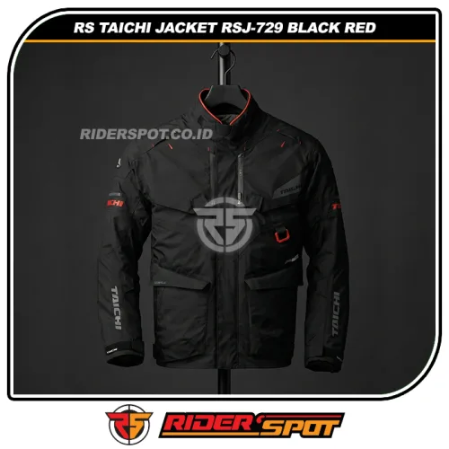 RS TAICHI Jacket RSJ-729 Black Red DryMaster Kompass