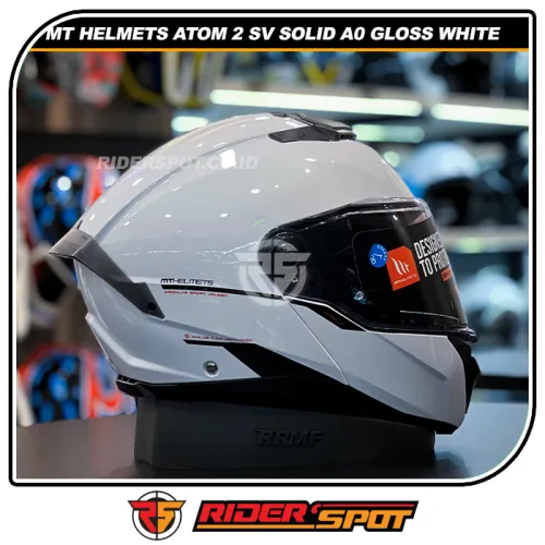 MT HELMETS Atom 2 SV Solid A0 Gloss White Helmet