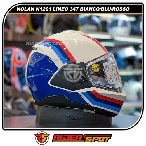 NOLAN N120-1 Lineo 347 Bianco Blu Rosso Glossy Helmet