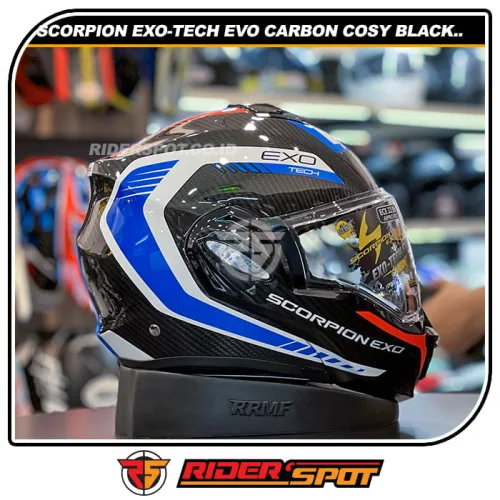 SCORPION Exo-Tech Evo Carbon Cosy Black/Blue/Red Helmet
