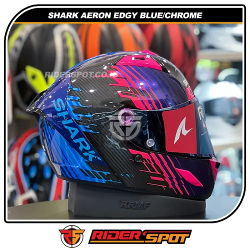 SHARK Aeron Edgy Blue Chrome Helmet