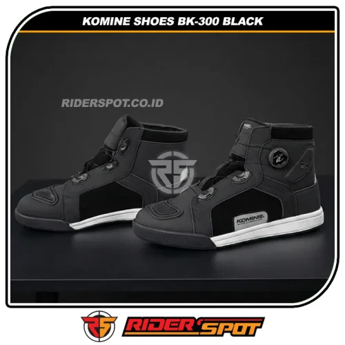 KOMINE Shoes BK-300 Black Dial Fit WP Microfiber Sneakers