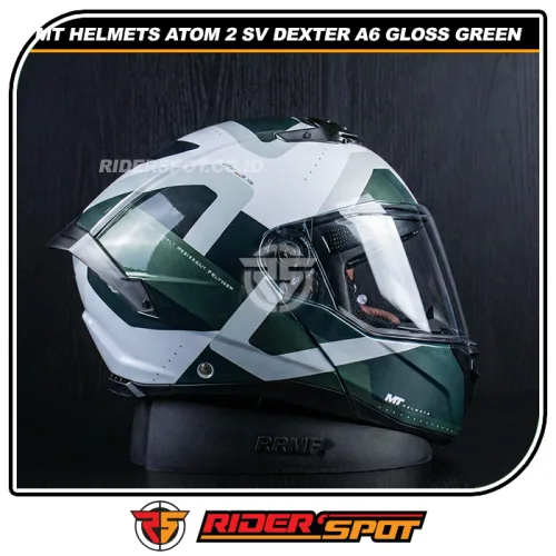 MT HELMETS Atom 2 SV Dexter A6 Gloss Green Helmet