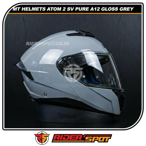 MT HELMETS Atom 2 SV Pure A12 Gloss Grey Helmet