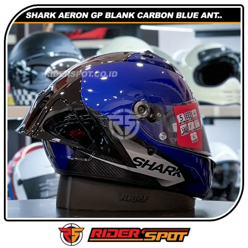 SHARK Aeron GP Blank Carbon Blue Anthracite Helmet