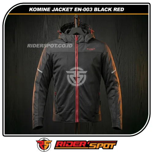 KOMINE Jacket EN-003 Radiance Hoodie Black Red