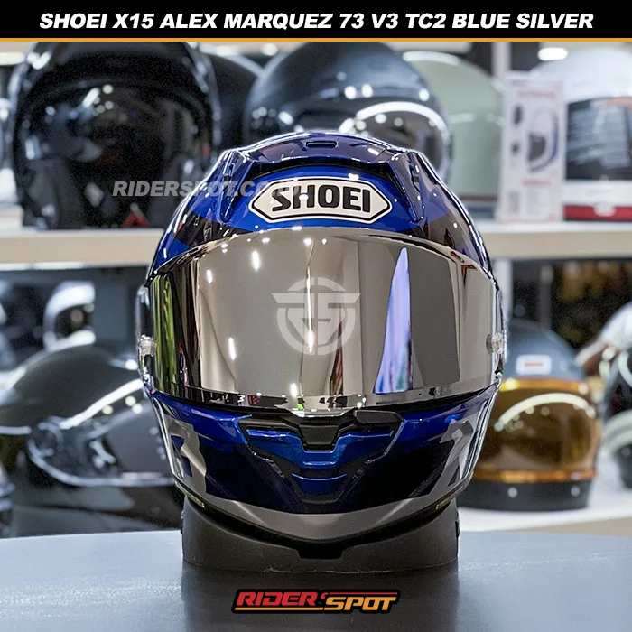 SHOEI X-Fifteen X15 Alex Marquez 73 V3 TC2 Blue Silver Helmet