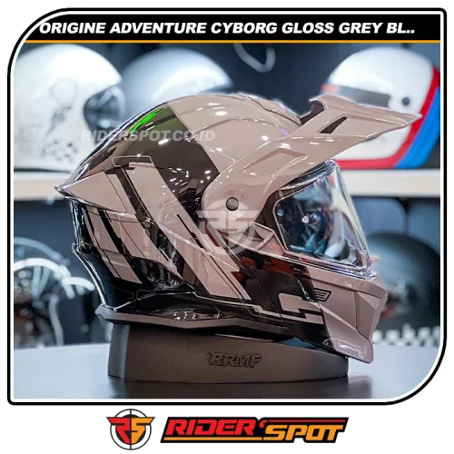 ORIGINE Adventure Cyborg Gloss Grey Black Helmet