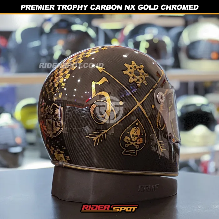 PREMIER Trophy Carbon NX Gold Chromed Helmet – Riderspot