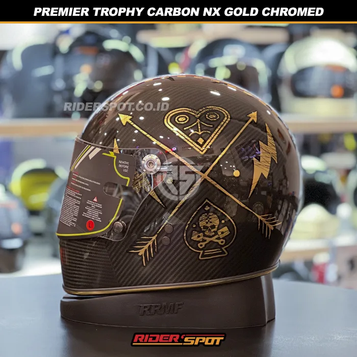 PREMIER Trophy Carbon NX Gold Chromed Helmet – Riderspot